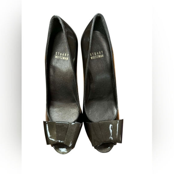 Stuart Weitzman NWT Bowright Heels Rock Quasar Brown/Gold Sparkle Size 8M - Picture 7 of 9